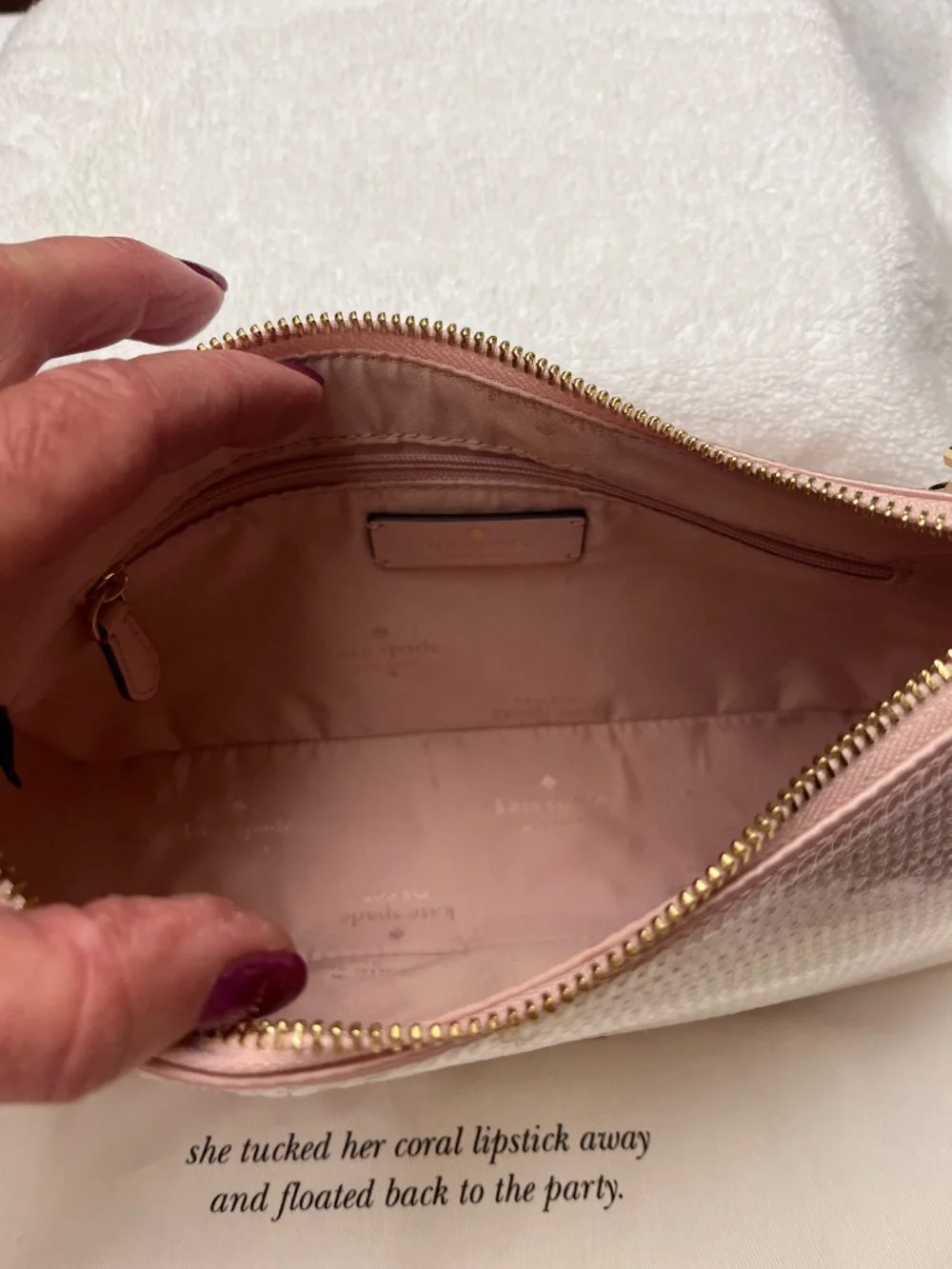 NWT Kate Spade Madison Sequin/Leather Convertible Crossbody.  Rose Smoke/Pink.